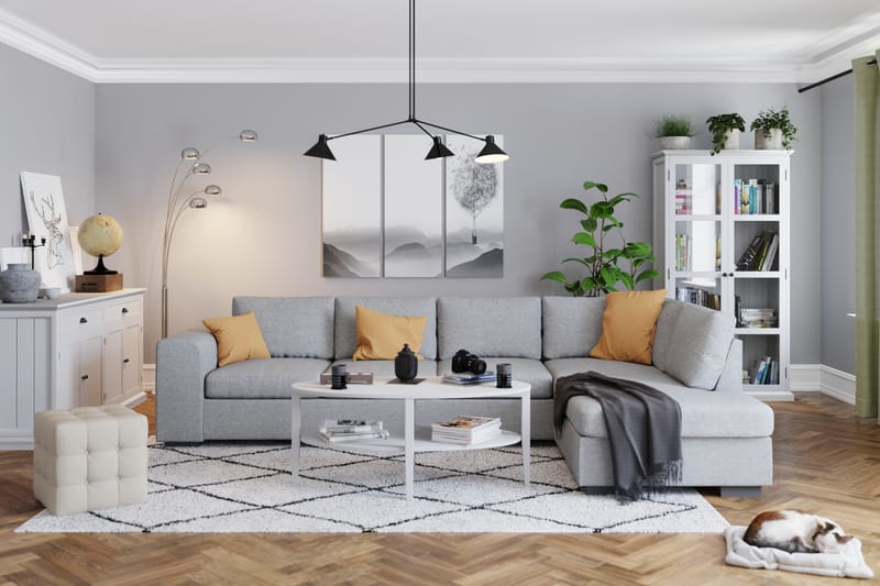 Link 4-sits Högervänd L-formad Large Schäslongsoffa i Tyg - Ljusgrå - Möbler - Vardagsrum - Soffor - Divansoffa & schäslong