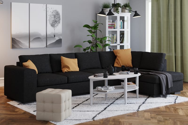 Link 4-sits Högervänd L-formad Large Schäslongsoffa i Tyg - Svart - Möbler - Vardagsrum - Soffor - Divansoffa & schäslong