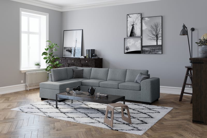 Link 4-sits Högervänd L-formad Schäslongsoffa i Tyg - Ljusgrå - Möbler - Vardagsrum - Soffor - Divansoffa & schäslong