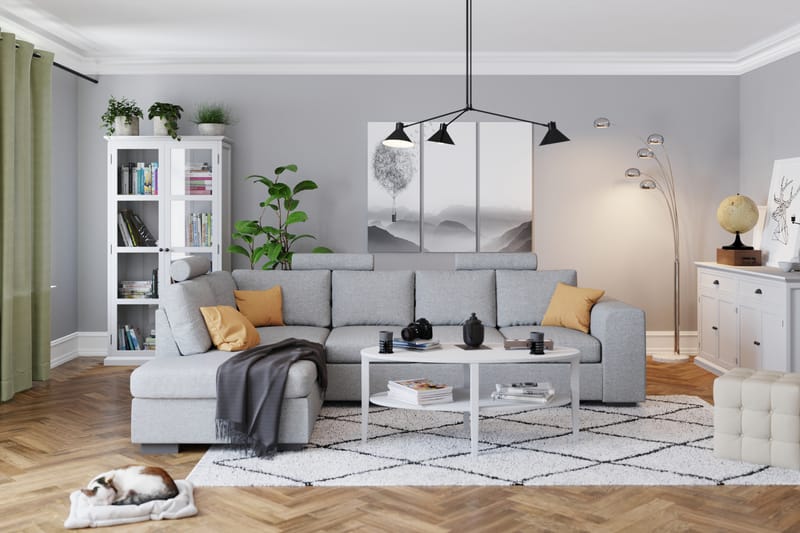 Link 4-sits Högervänd L-formad Schäslongsoffa i Tyg - Ljusgrå - Möbler - Vardagsrum - Soffor - Divansoffa & schäslong