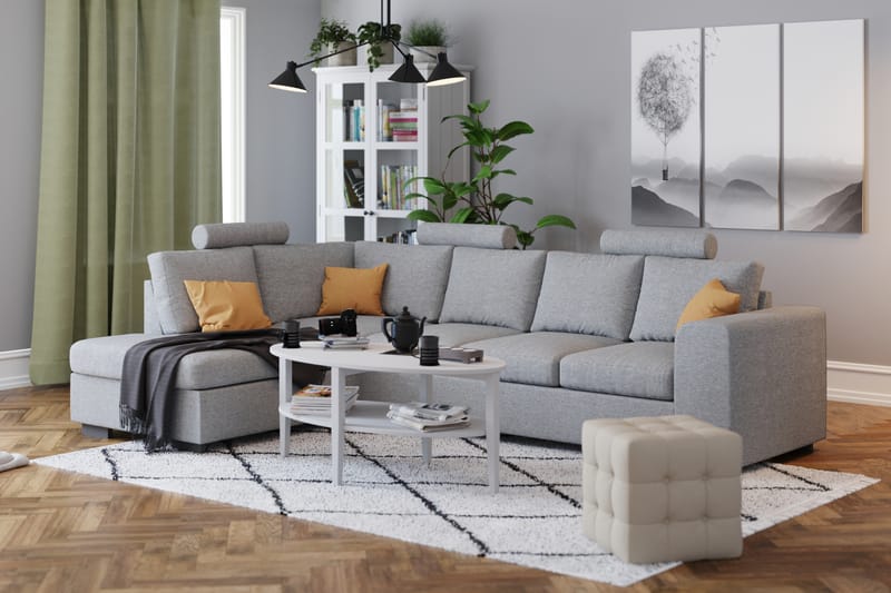 Link 4-sits Högervänd L-formad Schäslongsoffa i Tyg - Ljusgrå - Möbler - Vardagsrum - Soffor - Divansoffa & schäslong