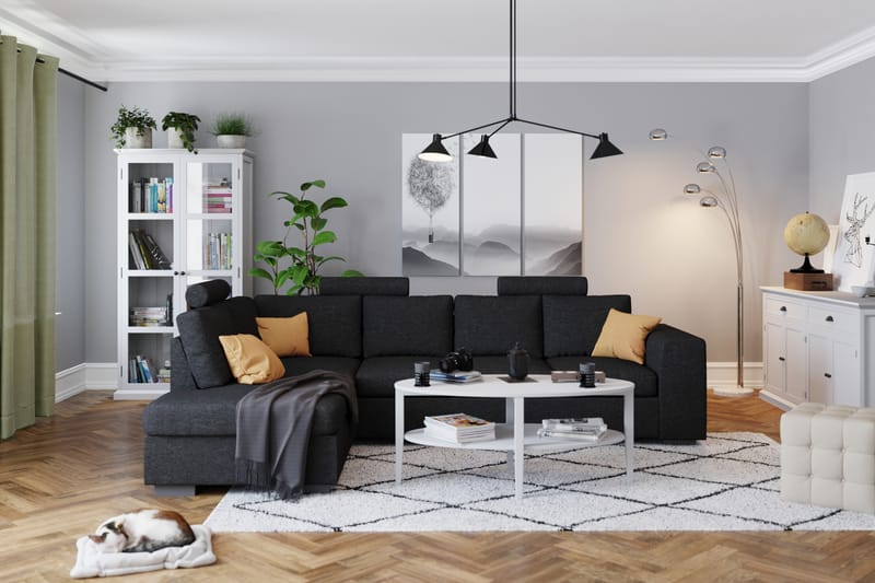 Link 4-sits Högervänd L-formad Schäslongsoffa i Tyg - Svart - Möbler - Vardagsrum - Soffor - Divansoffa & schäslong