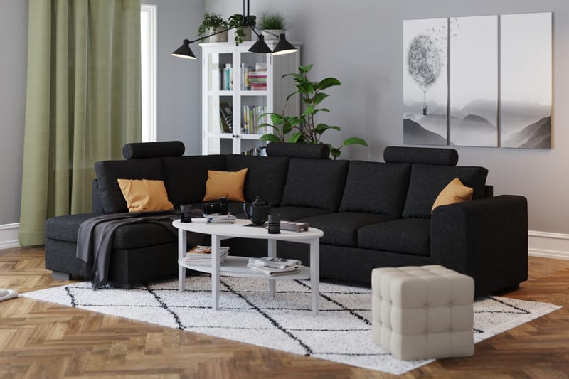 Link 4-sits Högervänd L-formad Schäslongsoffa i Tyg - Svart - Möbler - Vardagsrum - Soffor - Divansoffa & schäslong