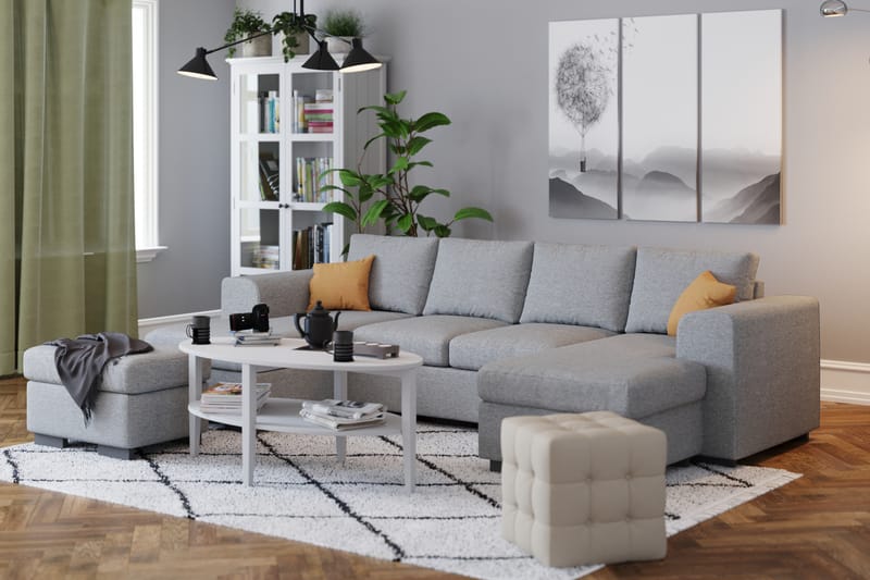 Link 4-sits U-formad Soffa med dubbeldivan i Tyg - Ljusgrå - Möbler - Vardagsrum - Soffor - Divansoffa & schäslong
