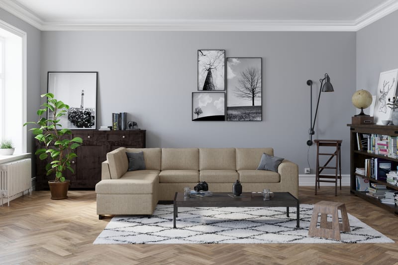 Link 4-sits Vänstervänd L-formad Large Schäslongsoffa i Tyg - Beige - Möbler - Vardagsrum - Soffor - Divansoffa & schäslong