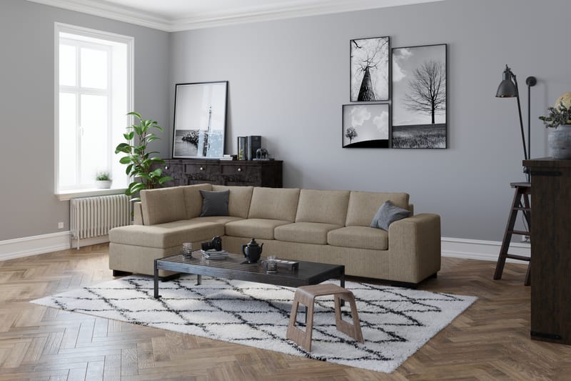 Link 4-sits Vänstervänd L-formad Large Schäslongsoffa i Tyg - Beige - Möbler - Vardagsrum - Soffor - Divansoffa & schäslong