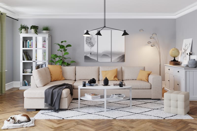 Link 4-sits Vänstervänd L-formad Large Schäslongsoffa i Tyg - Beige - Möbler - Vardagsrum - Soffor - Divansoffa & schäslong