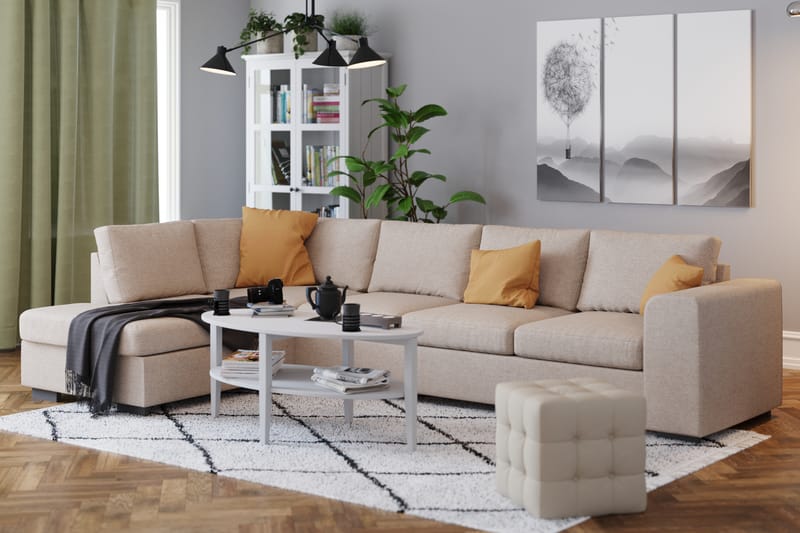 Link 4-sits Vänstervänd L-formad Large Schäslongsoffa i Tyg - Beige - Möbler - Vardagsrum - Soffor - Divansoffa & schäslong