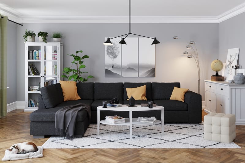 Link 4-sits Vänstervänd L-formad Large Schäslongsoffa i Tyg - Svart - Möbler - Vardagsrum - Soffor - Divansoffa & schäslong
