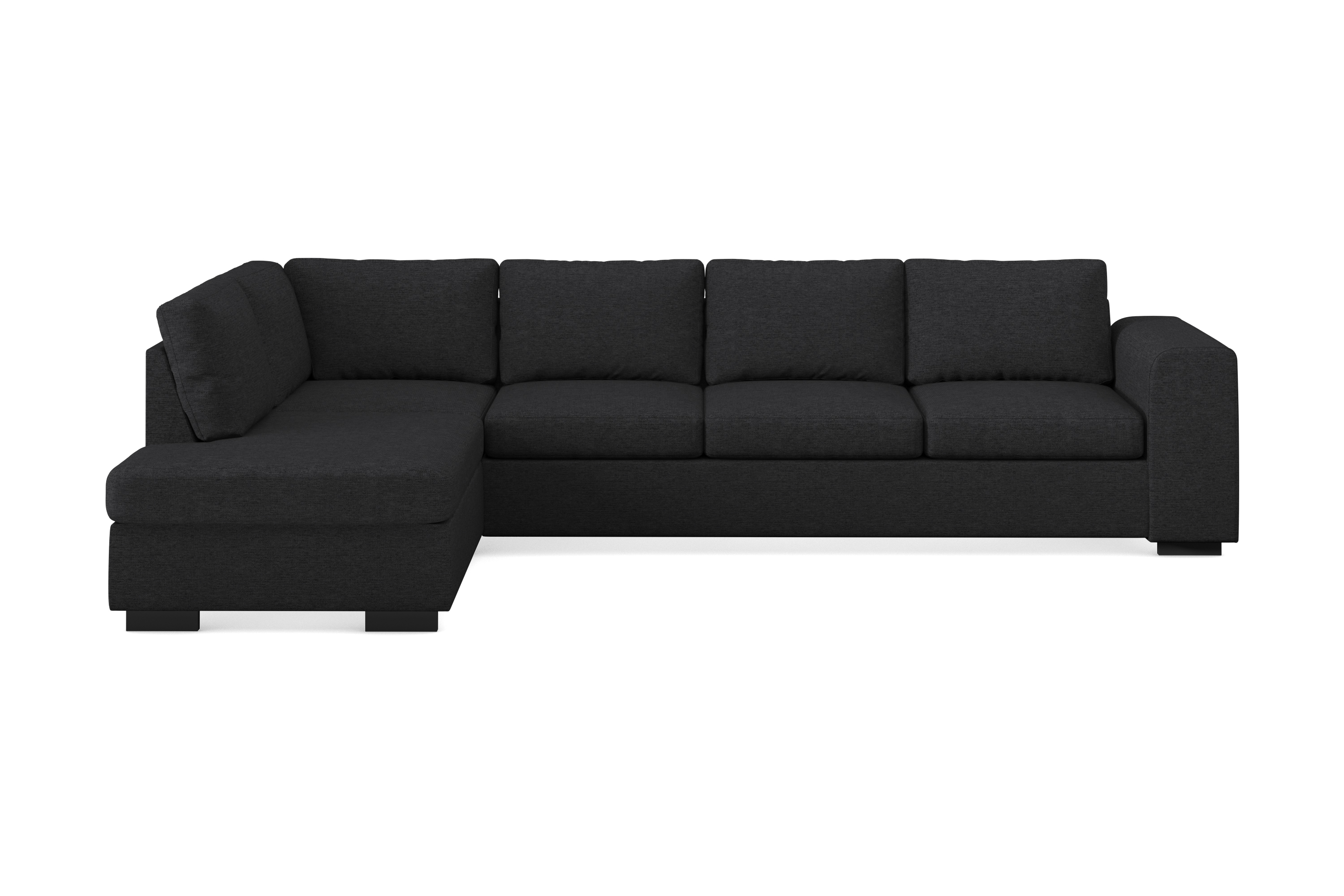link 4-sits vänstervänd l-formad large schäslongsoffa i tyg - svart