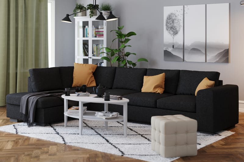 Link 4-sits Vänstervänd L-formad Large Schäslongsoffa i Tyg - Svart - Möbler - Vardagsrum - Soffor - Divansoffa & schäslong