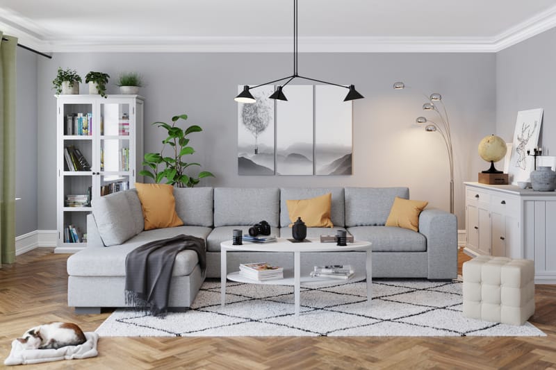 Link 4-sits Vänstervänd L-formad Schäslongsoffa i Tyg - Ljusgrå - Möbler - Vardagsrum - Soffor - Divansoffa & schäslong