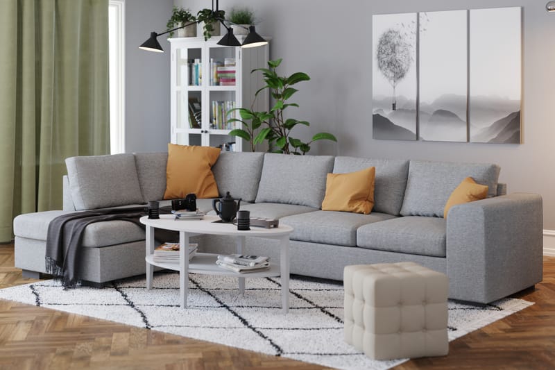Link 4-sits Vänstervänd L-formad Schäslongsoffa i Tyg - Ljusgrå - Möbler - Vardagsrum - Soffor - Divansoffa & schäslong