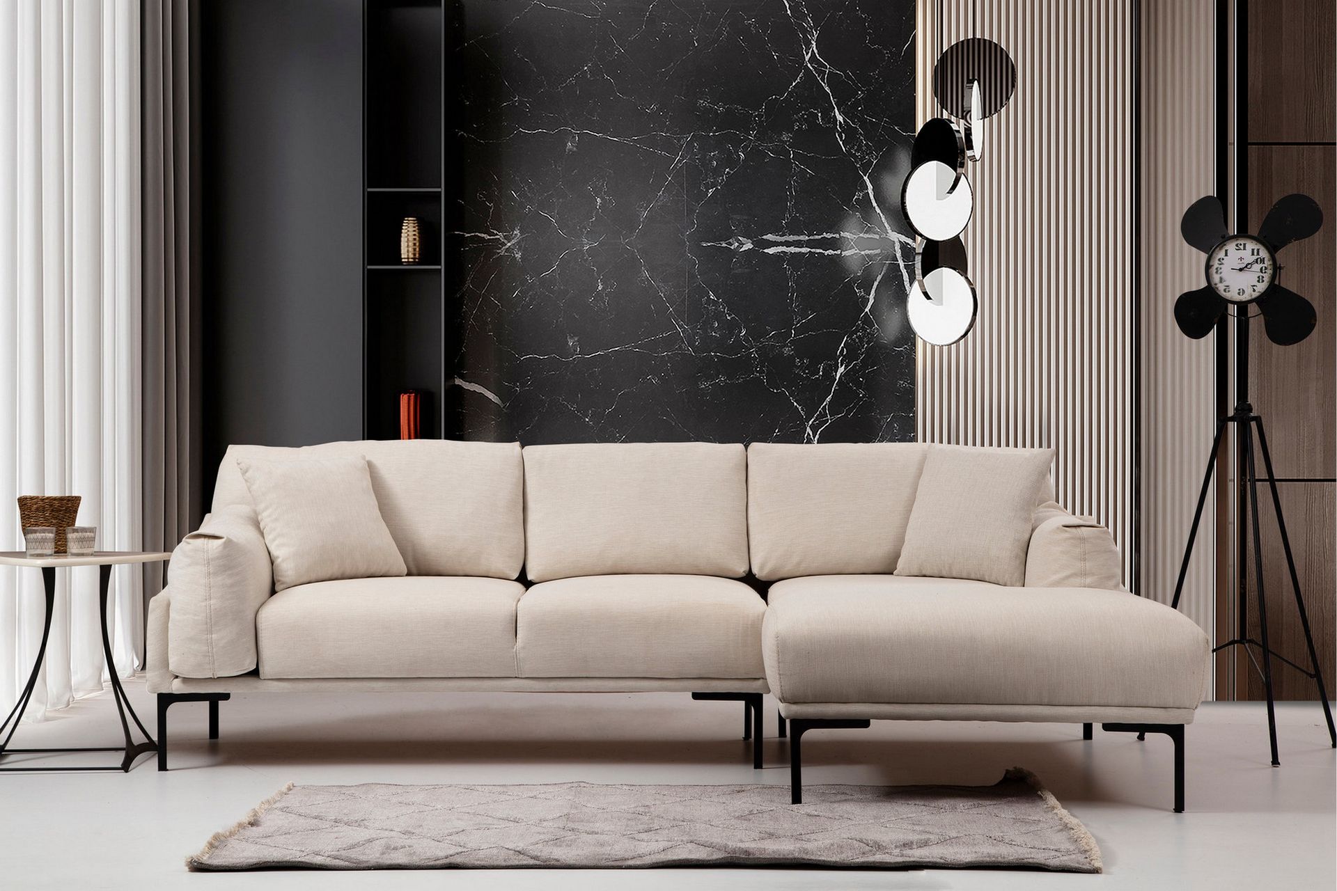 Lintley Soffa m. Divan 4-sits Cream - Möbler - Vardagsrum - Soffor - Divansoffa & schäslong