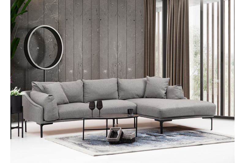 Lintley Soffa m. Divan 4-sits Grå - Möbler - Vardagsrum - Soffor - Divansoffa & schäslong
