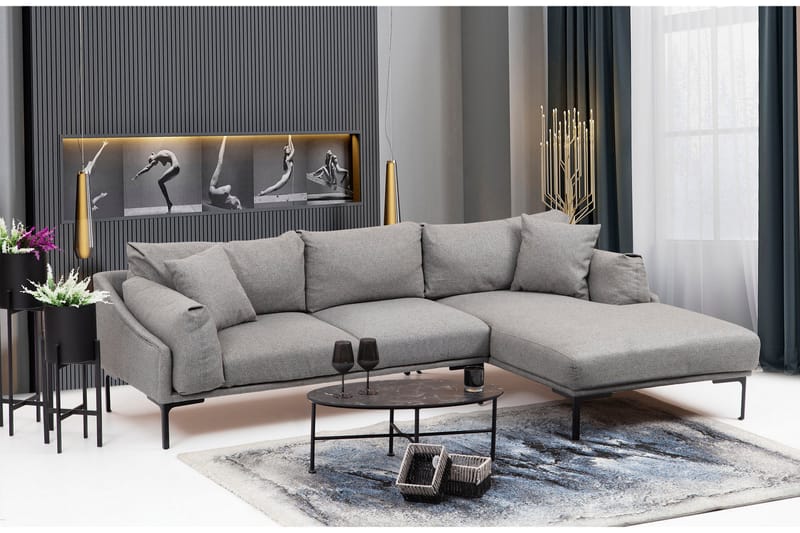 Lintley Soffa m. Divan 4-sits Grå - Möbler - Vardagsrum - Soffor - Divansoffa & schäslong
