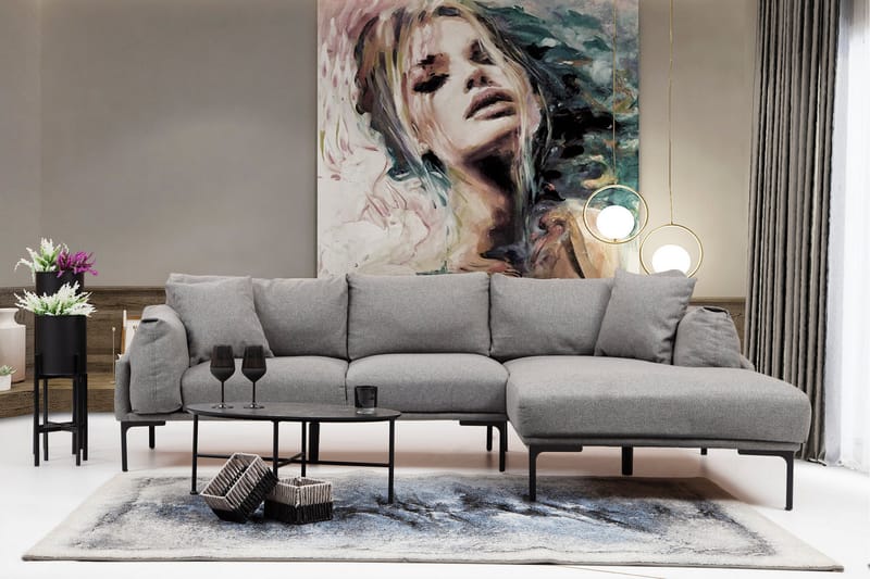 Lintley Soffa m. Divan 4-sits Grå - Möbler - Vardagsrum - Soffor - Divansoffa & schäslong