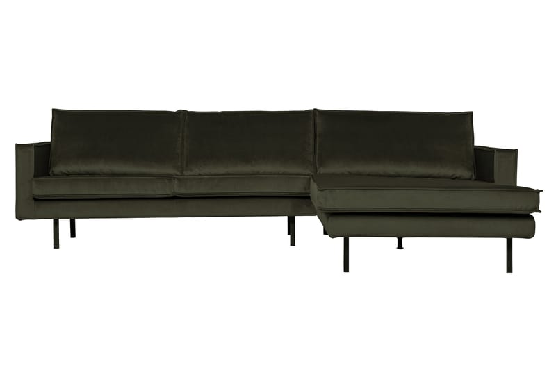 Lissbon 3-sits Högervänd L-formad Divansoffa 300 cm i Sammet, Grön