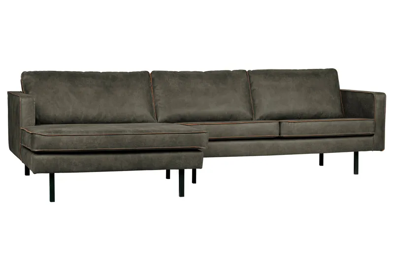 Lissbon 3-sits Vänster L-formad Divansoffa 300 cm i Läder - Mörk Olivgrå - Möbler - Vardagsrum - Soffor - Divansoffa & schäslong