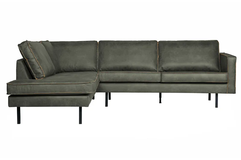 Lissbon 3-sits Vänster L-formad Hörnsoffa 266 cm i Läder, Grön