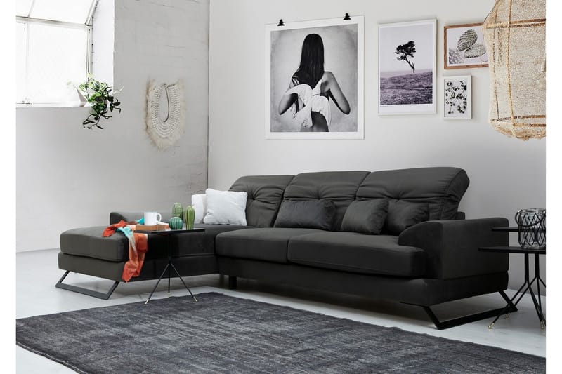 Longa Hörnsoffa med Divan Vänster - Svart - Möbler - Vardagsrum - Soffor - Divansoffa & schäslong
