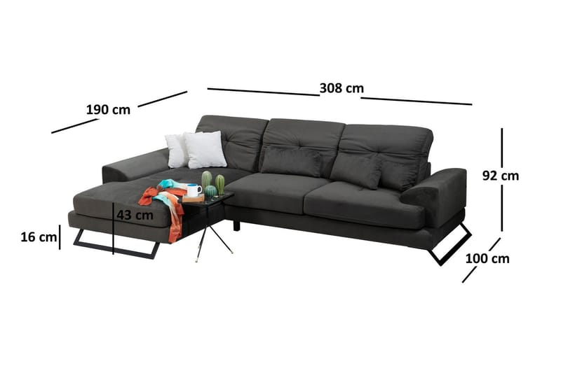 Longa Hörnsoffa med Divan Vänster - Svart - Möbler - Vardagsrum - Soffor - Divansoffa & schäslong
