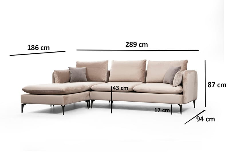 Luces Vänster L-formad Divansoffa med Schäslong 289 cm i Tyg - Beige - Möbler - Vardagsrum - Soffor - Divansoffa & schäslong