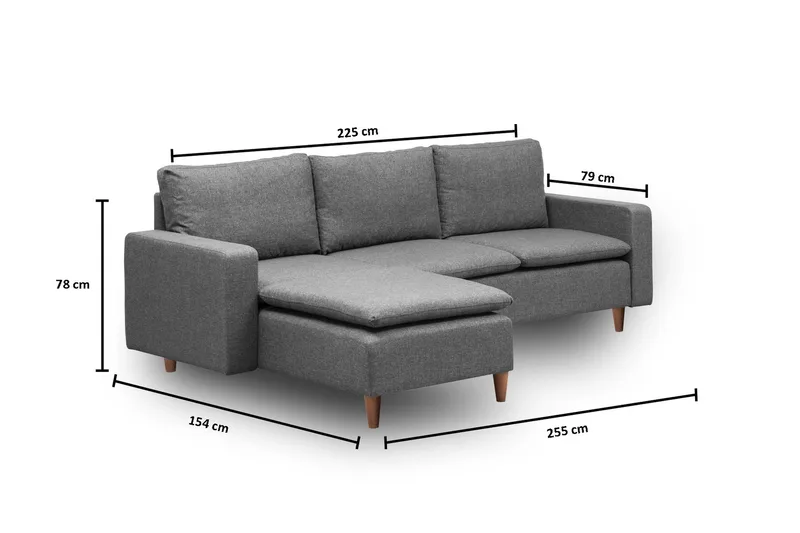 Lungo Soffa m. Divan 4-sits - Mörkgrå - Möbler - Vardagsrum - Soffor - Divansoffa & schäslong