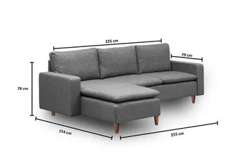 Lungo Soffa m. Divan 4-sits - Mörkgrå - Möbler - Vardagsrum - Bäddsoffor - Bäddsoffa divan