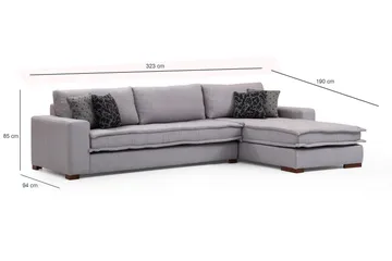Mamerto Soffa m. Divan 4-sits - Ljusgrå - Möbler - Vardagsrum - Soffor - Divansoffa & schäslong