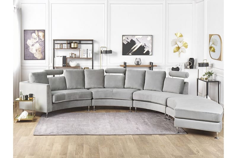 MANASOTA 7-sits Divansoffa Sammet/Ljusgrå - Möbler - Vardagsrum - Soffor - Divansoffa & schäslong