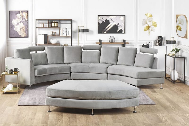 MANASOTA 7-sits Divansoffa Sammet/Ljusgrå - Möbler - Vardagsrum - Soffor - Divansoffa & schäslong