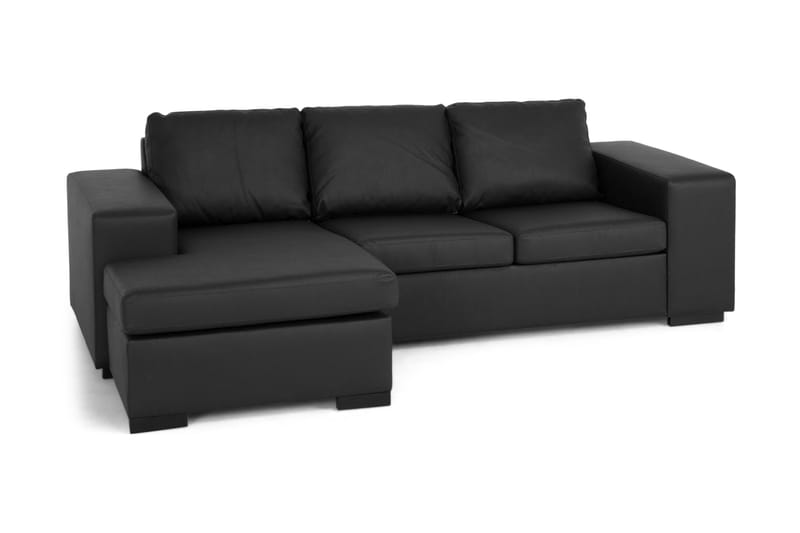 Memphis 3-sits Vändbar L-formad Divansoffa i Konstläder - Svart - Möbler - Vardagsrum - Soffor - Divansoffa & schäslong