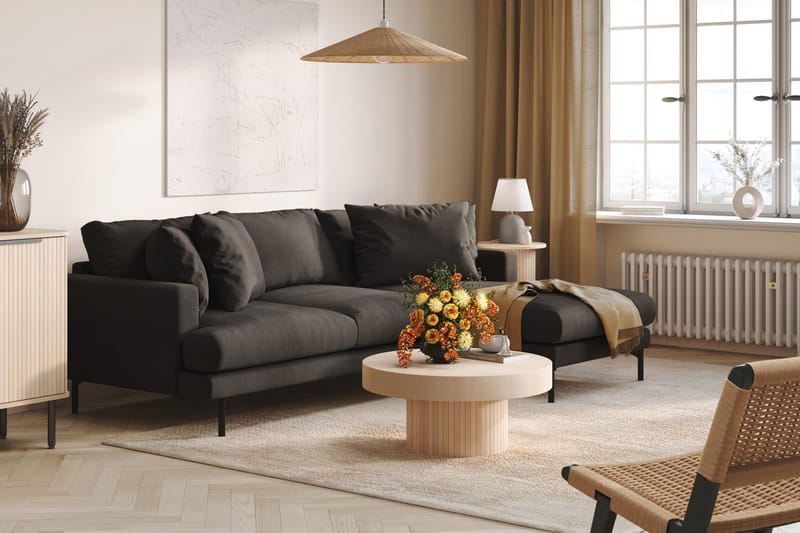 Menard 3-sits Högervänd L-formad Divansoffa i Manchester - Mörkgrå - Möbler - Vardagsrum - Soffor - Divansoffa & schäslong