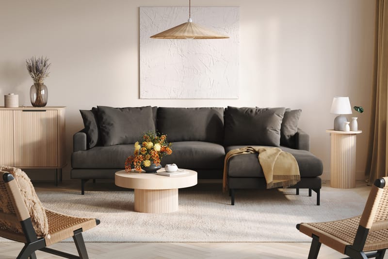 Menard 3-sits Högervänd L-formad Divansoffa i Manchester - Mörkgrå - Möbler - Vardagsrum - Soffor - Divansoffa & schäslong