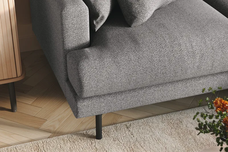 Menard 3-sits Högervänd L-formad Divansoffa i Tyg - Grå - Möbler - Vardagsrum - Soffor - Divansoffa & schäslong