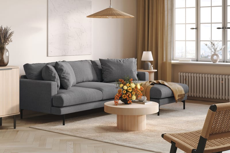 Menard 3-sits Högervänd L-formad Divansoffa i Tyg - Mörkgrå - Möbler - Vardagsrum - Soffor - Divansoffa & schäslong