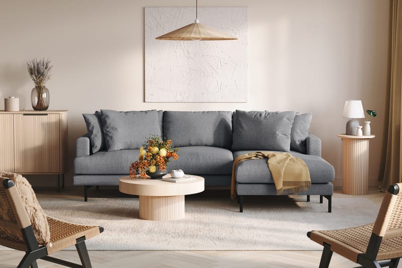 Menard 3-sits Högervänd L-formad Divansoffa i Tyg - Mörkgrå - Möbler - Vardagsrum - Soffor - Divansoffa & schäslong