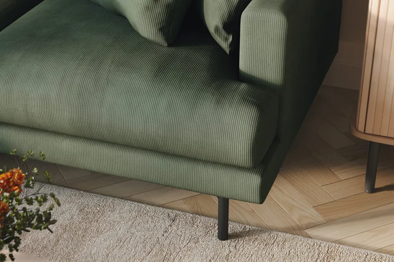 Menard 3-sits Vänstervänd L-formad Divansoffa i Manchester - Grön - Möbler - Vardagsrum - Soffor - Divansoffa & schäslong