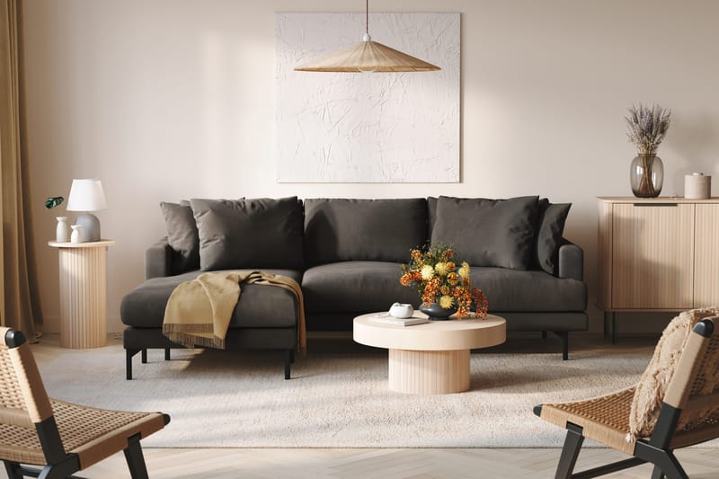 Menard 3-sits Vänstervänd L-formad Divansoffa i Manchester - Mörkgrå - Möbler - Vardagsrum - Soffor - Divansoffa & schäslong