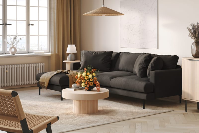 Menard 3-sits Vänstervänd L-formad Divansoffa i Manchester - Mörkgrå - Möbler - Vardagsrum - Soffor - Divansoffa & schäslong