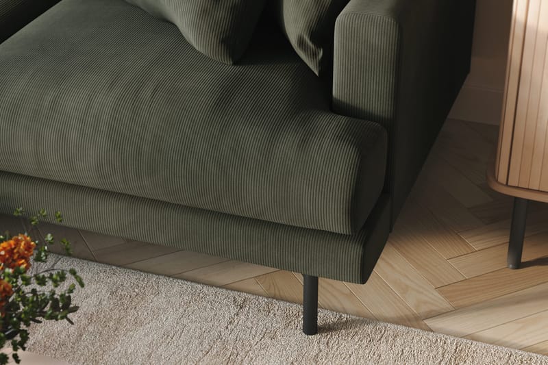 Menard 3-sits Vänstervänd L-formad Divansoffa i Manchester - Mörkgrön - Möbler - Vardagsrum - Soffor - Divansoffa & schäslong