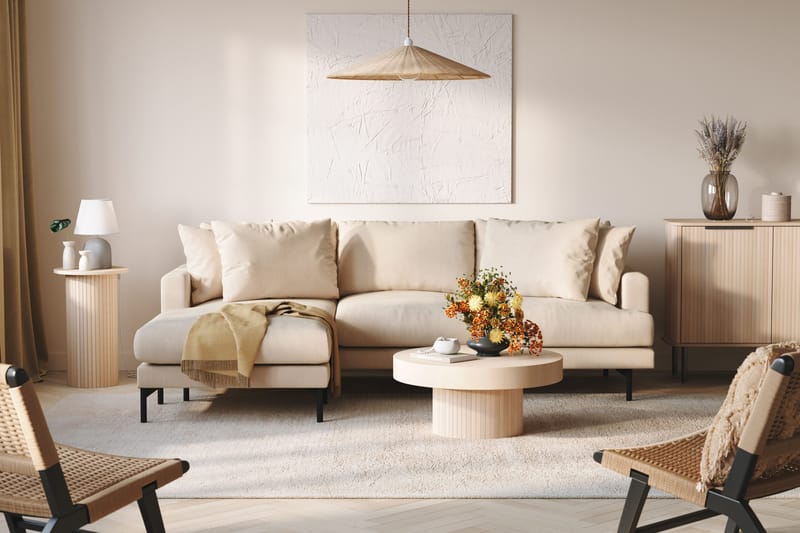Menard 3-sits Vänstervänd L-formad Djup Divansoffa i Manchester - Beige - Möbler - Vardagsrum - Soffor - Divansoffa & schäslong