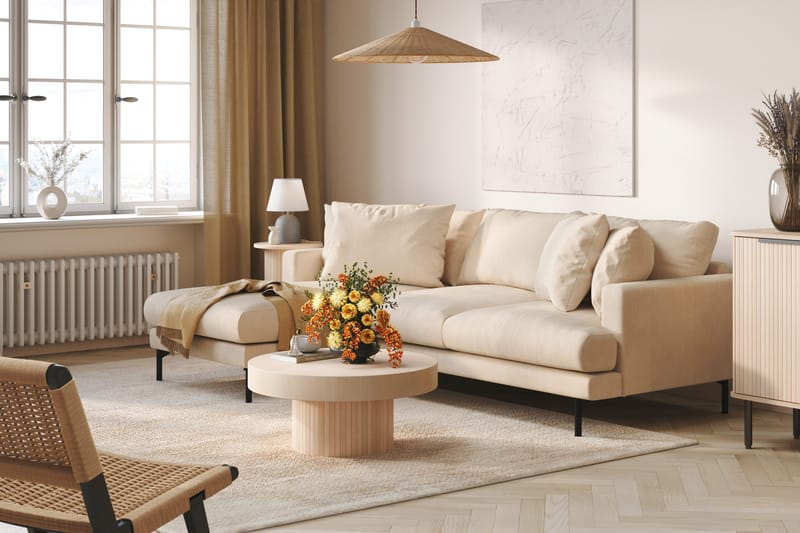 Menard 3-sits Vänstervänd L-formad Djup Divansoffa i Manchester - Beige - Möbler - Vardagsrum - Soffor - Divansoffa & schäslong