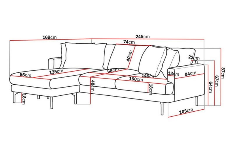 Menard 3-sits Vänstervänd L-formad Djup Divansoffa i Manchester - Beige - Möbler - Vardagsrum - Soffor - Divansoffa & schäslong
