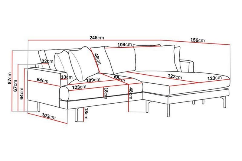 Menard 4-sits Högervänd L-formad Divansoffa i Manchester - Beige - Möbler - Vardagsrum - Soffor - Divansoffa & schäslong