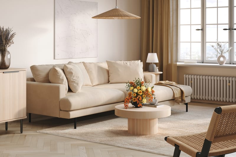 Menard 4-sits Högervänd L-formad Divansoffa i Manchester - Beige - Möbler - Vardagsrum - Soffor - Divansoffa & schäslong