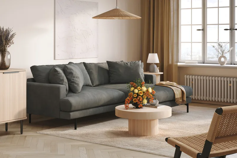 Menard 4-sits Högervänd L-formad Divansoffa i Manchester - Grå - Möbler - Vardagsrum - Soffor - Divansoffa & schäslong