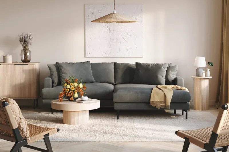 Menard 4-sits Högervänd L-formad Divansoffa i Manchester - Grå - Möbler - Vardagsrum - Soffor - Divansoffa & schäslong