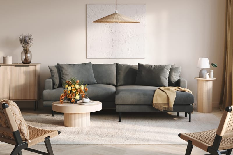 Menard 4-sits Högervänd L-formad Divansoffa i Manchester - Grå - Möbler - Vardagsrum - Soffor - Divansoffa & schäslong